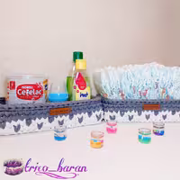 سبد تریکو  سیسمونی دو تیکه مستطیل جای پوشک نوزاد و لوازم بهداشتی رنگبندی دلخواه