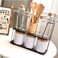 استند دو طبقه فلزی کف چوبی جنس ضخیم 