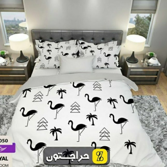 روتختی یک نفره طرح فلامینگو سفید مشکی سه بعدی جنس میکروتترون مناسب کودک و نوجوان برای تخت90