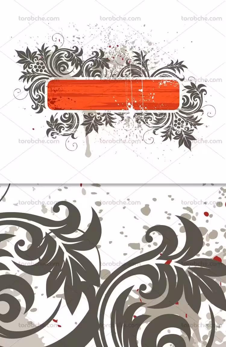 وکتور لیبل گرانج با گل و بته | گرافیک با طعم تربچه