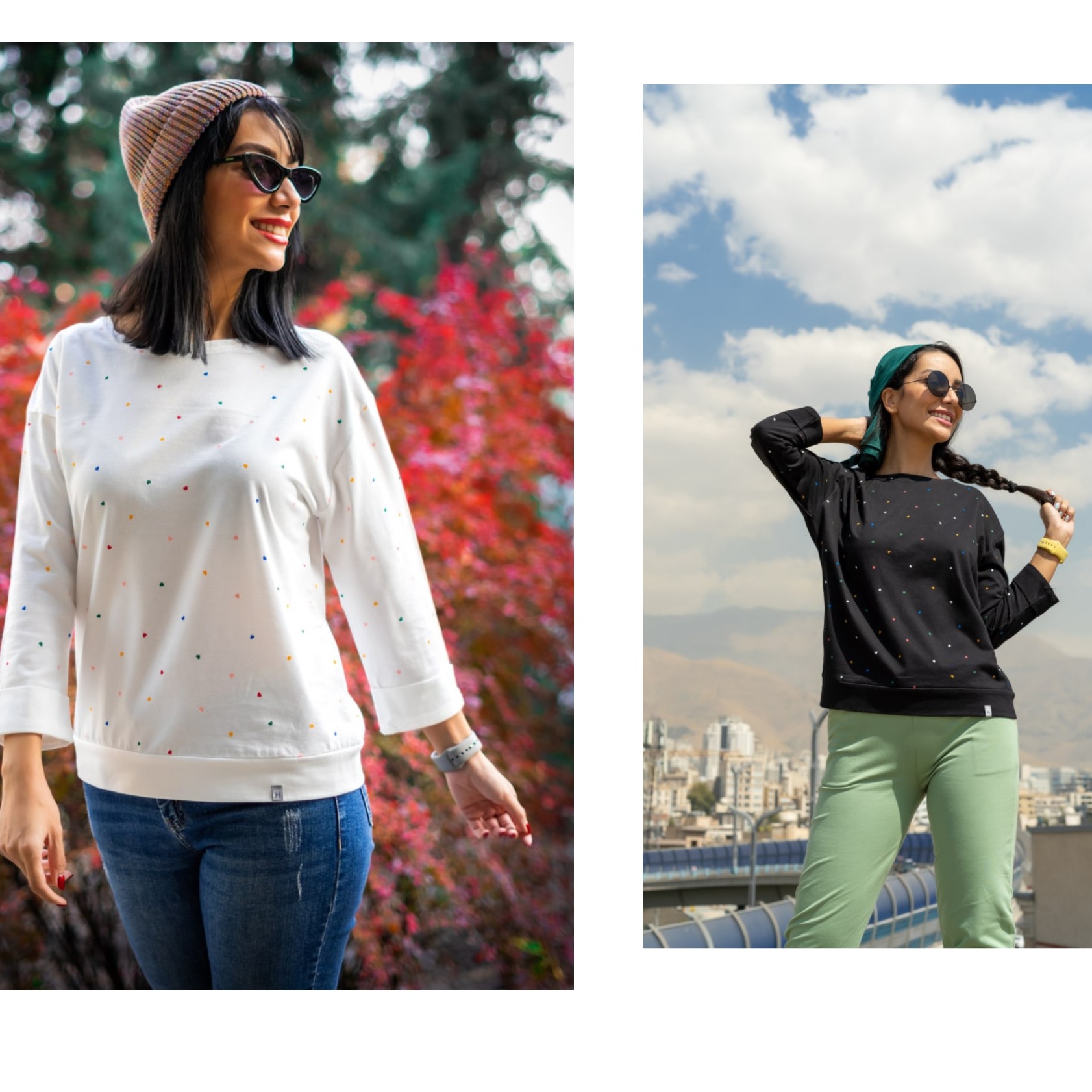 بلوز آستین سه ربع طرح قلب 