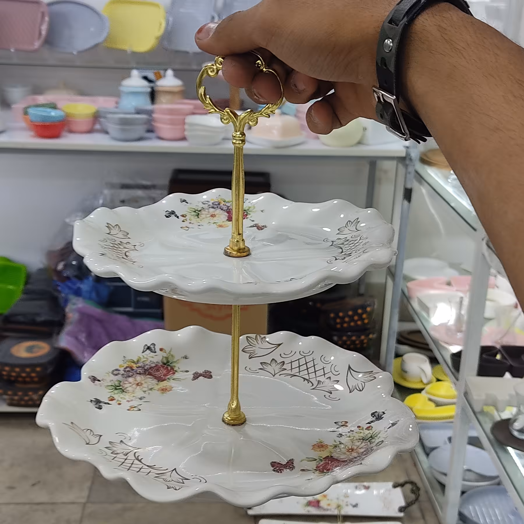 شیرینی خوری دو طبقه گلدار