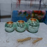 جا شمعی سفالی آینه کاری سایز متوسط