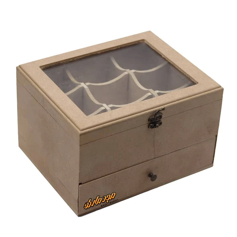 جا تیبگ چوبی کشو دار درب شیشه ای 254/2