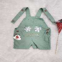 پیشبندی کتان کوتاه بهار طرح دست کوچک سبز روشن