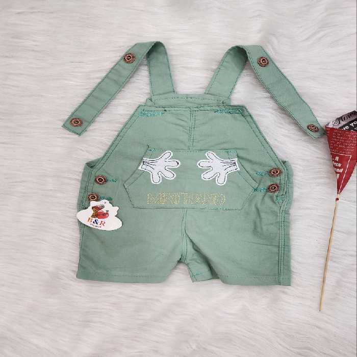 پیشبندی کتان کوتاه بهار طرح دست کوچک سبز روشن