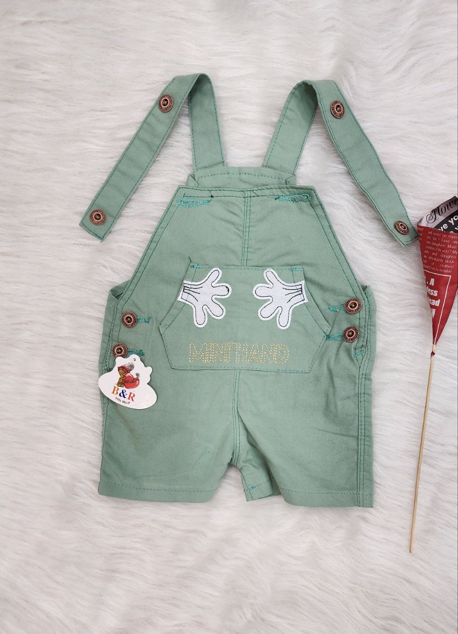 پیشبندی کتان کوتاه بهار طرح دست کوچک سبز روشن