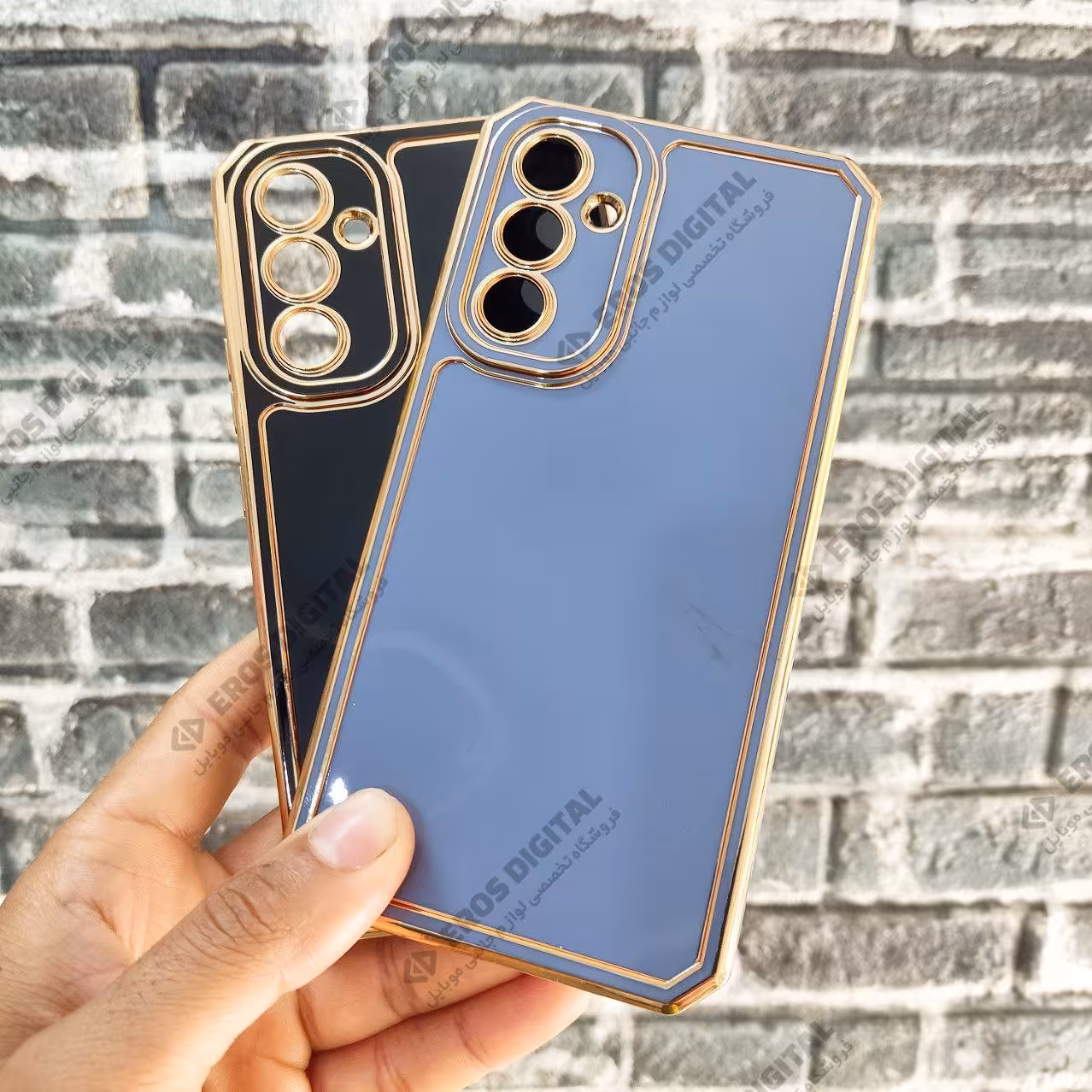 قاب مای کیس Samsung A54 دور طلایی 2 خط الکتروپلیتینگ - صورتی