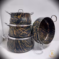 سرویس قابلمه 7 پارچه خمره ای طرح ترک آوا رنگ مشکی طلایی