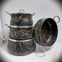 سرویس قابلمه 7 پارچه خمره ای طرح ترک آوا رنگ مشکی طلایی