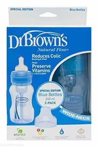 شیشه شیر نوزادی ضدنفخ جدید دکتربراونز امریکا انتی کولیک قاعده پهن یک عددی 240 میل    drbrowns 240 ml