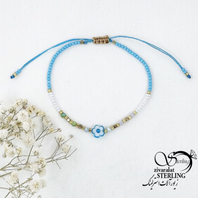 دستبند آسانسوری گل آبی کد 16510