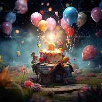 بک دراپ عکاسی تولد با کیک و بادکنک | گرافیک با طعم تربچه