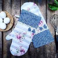 سرویس آشپزخانه 7 تیکه گلدار طوسی با خالدار 