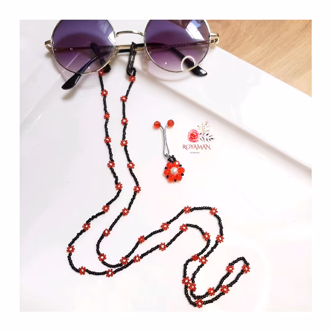 بند عینک دستساز گل منجوقی