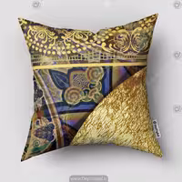 کوسن چاپی طرح سنتی طلایی SM-12202