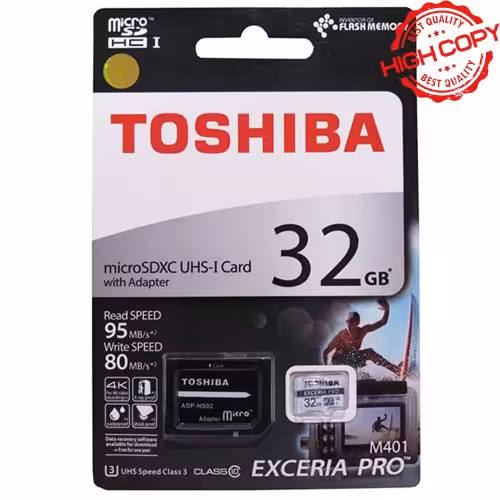 رم 32 گیگ MicroSDXC UHS-I توشیبا Toshiba مدل M401 کلاس 10 و سرعت 95MB/s با گارانتی مادام العمر