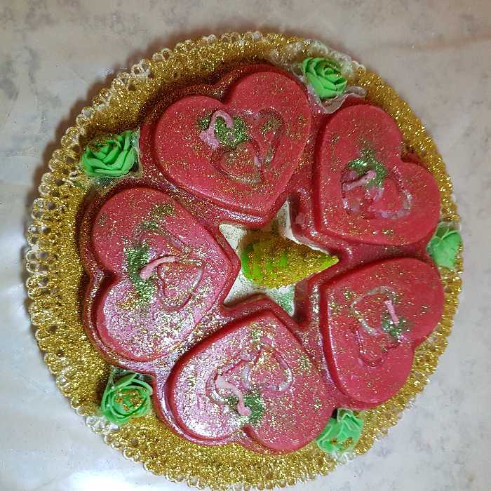 شمع وجام ، تزئینی ، شمع پنج قلب