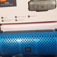 اسپیکر بلوتوثی H6 فلش و رم خور، دارای ورودی AUX  رنگ آبی