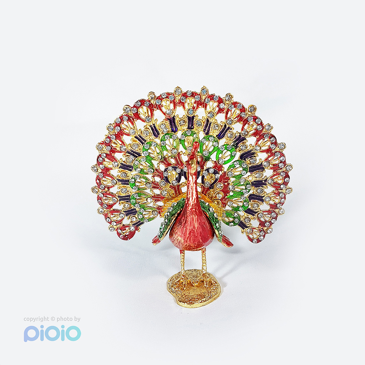 مجسمه طاووس نگینی فلزی