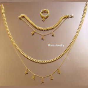 نیم ست کارتیر دولاین با آویز گل رز استیل رنگ ثابت