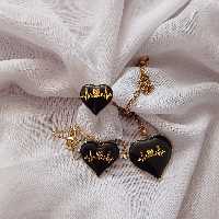 ست گردنبند دستبند و انگشتر رزین ورق طلا