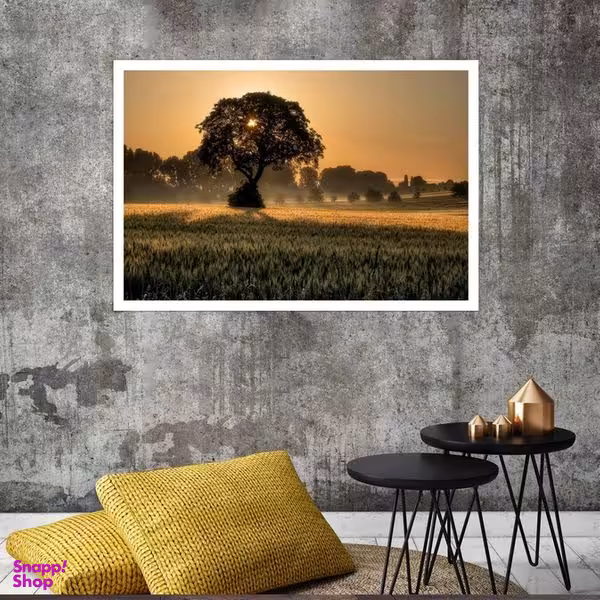 تابلو بکلیت طرح منظره طبیعت و تک درخت مدل قاب شاسی W-s7984