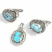 نیم ست فیروزه نیشابوری نقره آبکاری رادیوم 1