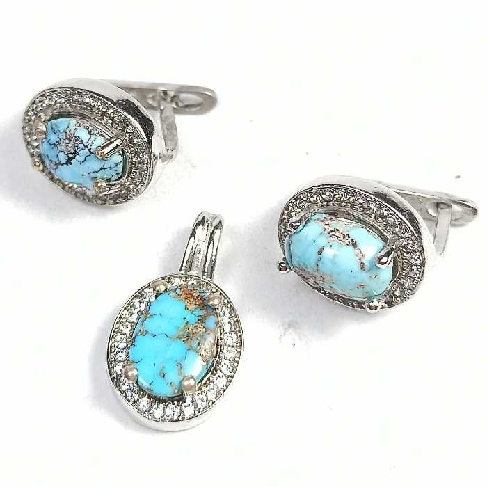 نیم ست فیروزه نیشابوری نقره آبکاری رادیوم 1