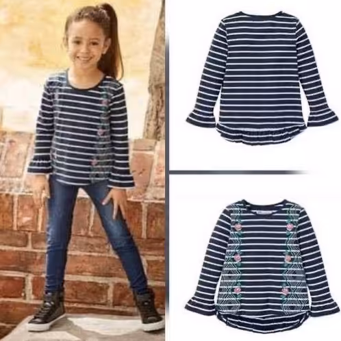 بلوز آستین بلند دخترانه  تمام نخی  مجلسی لوپیلو آستین بلند 4 تا 6 سال قواره دار