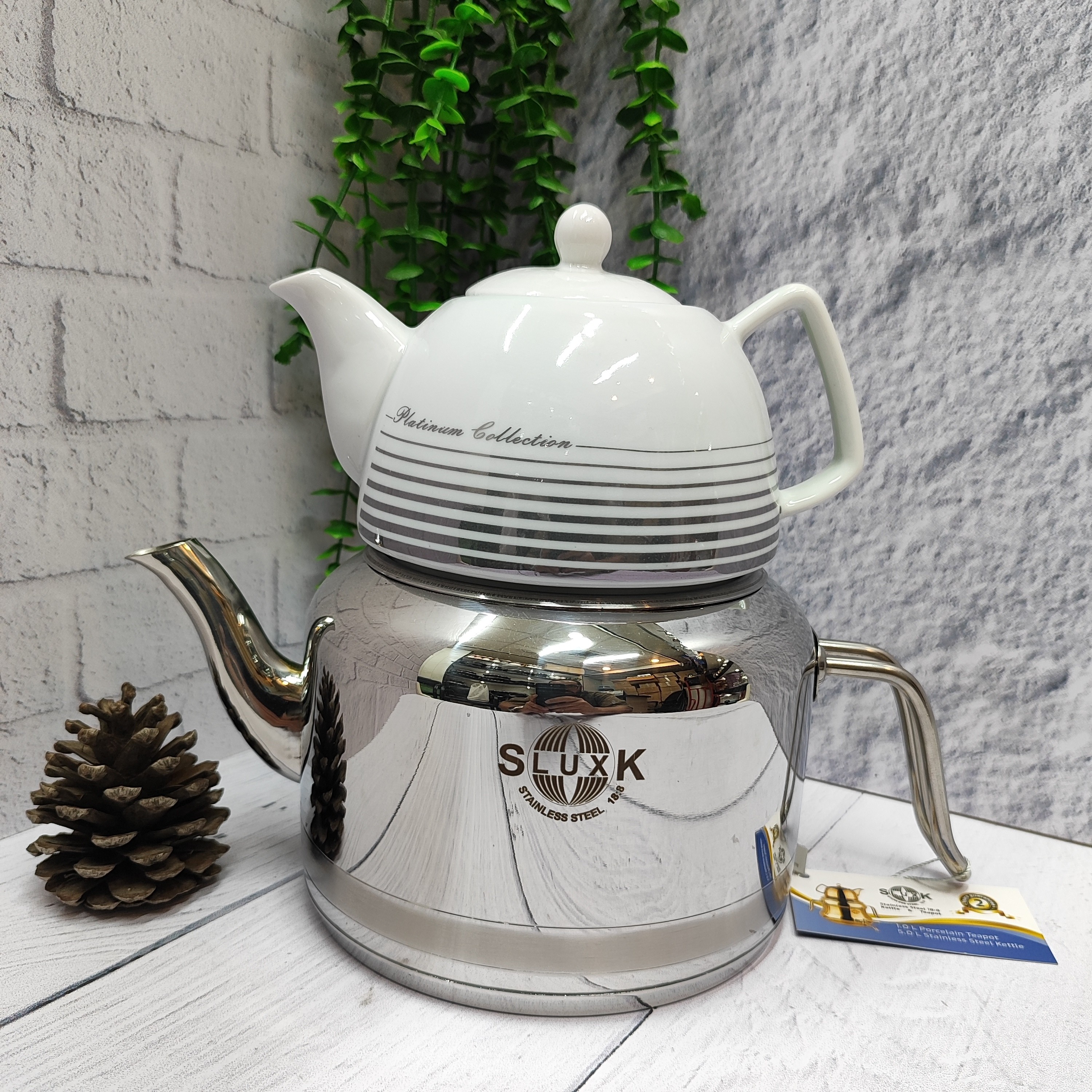 کتری قوری استیل لوله دار 2030 (اس لوکس)