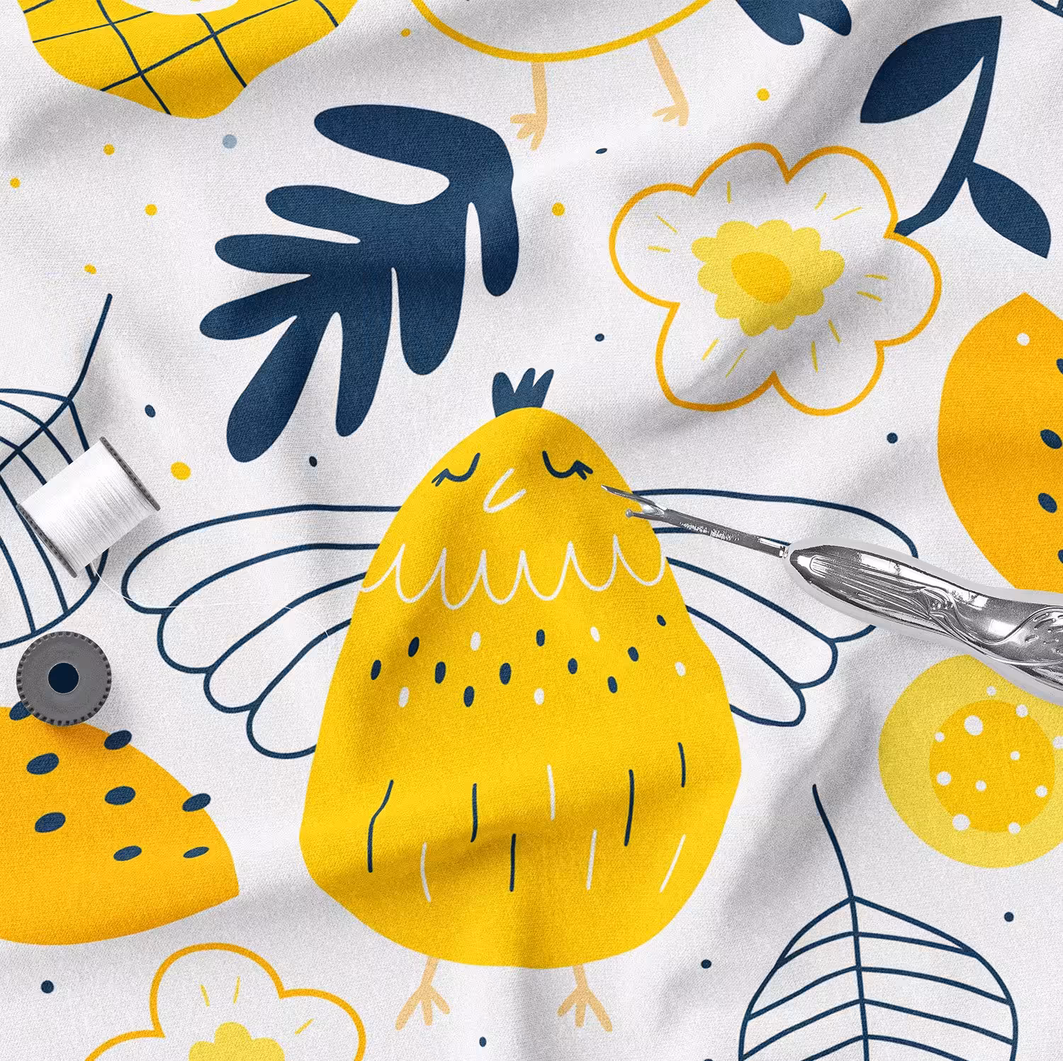 پارچه روبالشی مخمل پارچه باما طرح  جوجه ها  کد 5011564