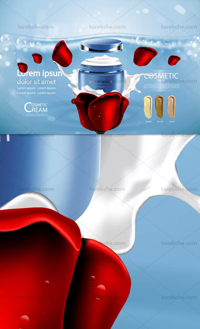 وکتور تبلیغ کرم نرم کننده پوست | گرافیک با طعم تربچه