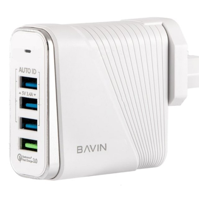شارژر چهار پورت فست شارژ 3.4A+QC3.0 برند Bavin