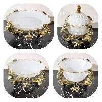 ظروف پذیرایی پایه برنزی در دورنگ مشکی و سفید    