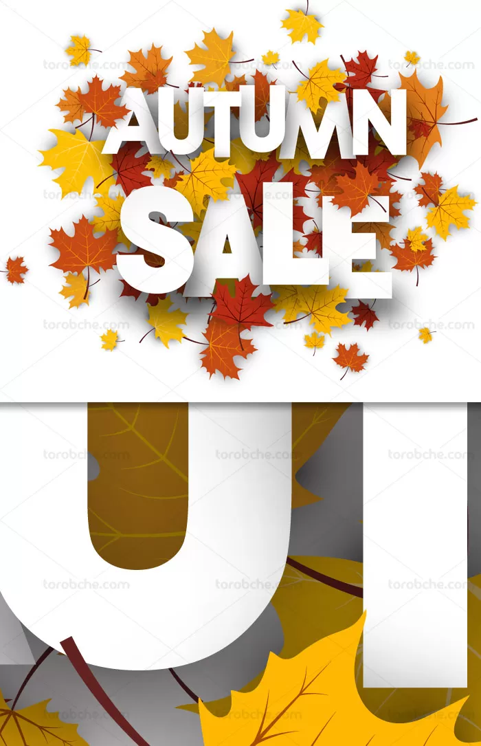 وکتور برچسب فروش پاییزی با زمینه برگ های رنگی | گرافیک با طعم تربچه