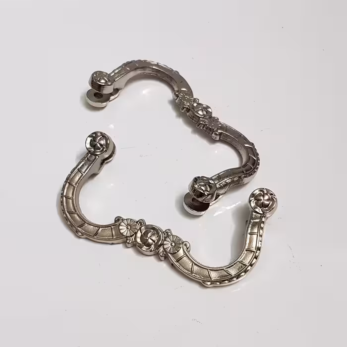 دسته سینی طرح نسترن نقره ای جفتی جنس زاماک 