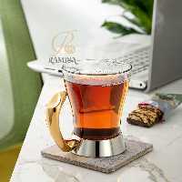 فنجان چای رامیسا رنگ طلایی نقره ای