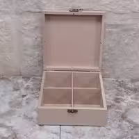 جعبه تیبگ مربع درب دار چوبی خام و بدون رنگ رنگاچوب