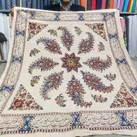 سفره قلمکار سفره کرباس سفره چیت گری ،دور دوخته صادراتی حاشیه شعر طرح بُته خورشید سنتی (درجه2 در بین دسته کیفیت اعلا)