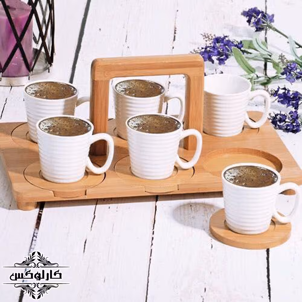 ست سینی و زیراستکانی 6تایی تمام چوب