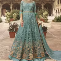 لباس مجلسی هندی برش خورده تور گلدوزی  2036فقط فروش آنلاین