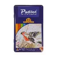 مداد رنگی 12 رنگ برند با کیفیت padilot مدادرنگی 12 رنگ جعبه فلزی پادیلوت