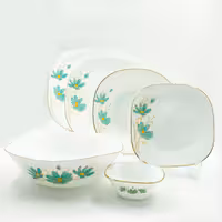 سرویس غذاخوری 26 پارچه اوپال مقصود مدل ژالینا آبی لب طلا