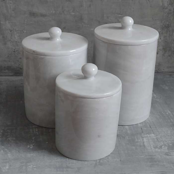 بانکه سنگی سفید،ست سه تایی همراه با درب (سفارشی)