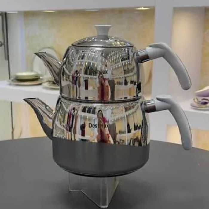 کتری قوری استیل کف چدن لوله دار دسیلوکس کد803