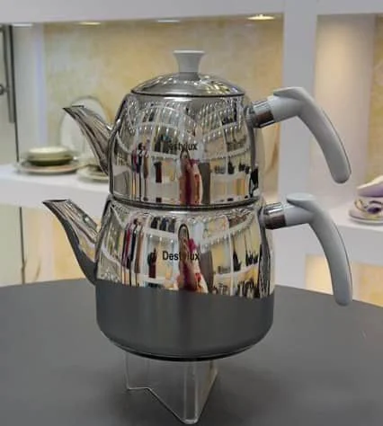 کتری قوری استیل کف چدن لوله دار دسیلوکس کد803