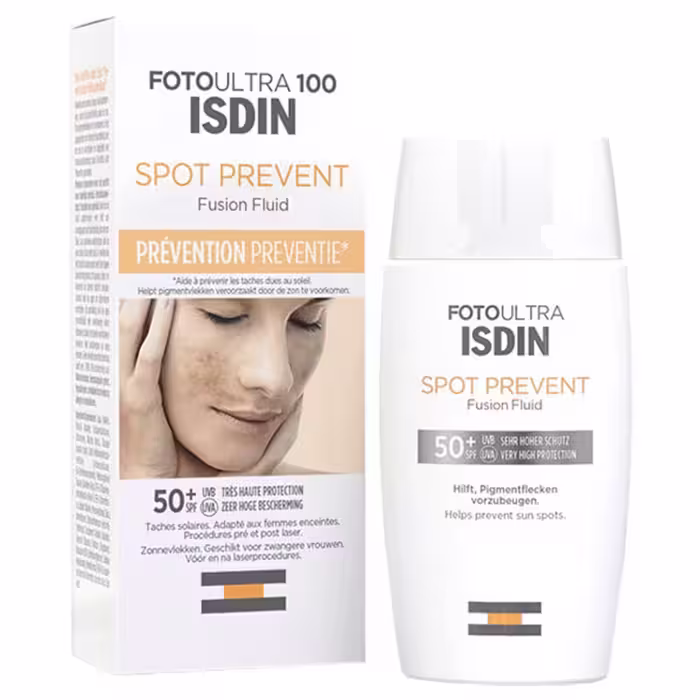 کرم ضد افتاب فتو اولترا اسپات پریونت فیوژن فلویید ایزدین  Isdin Foto Ultra 100 Spot Prevent Fusion Fluid SPF50