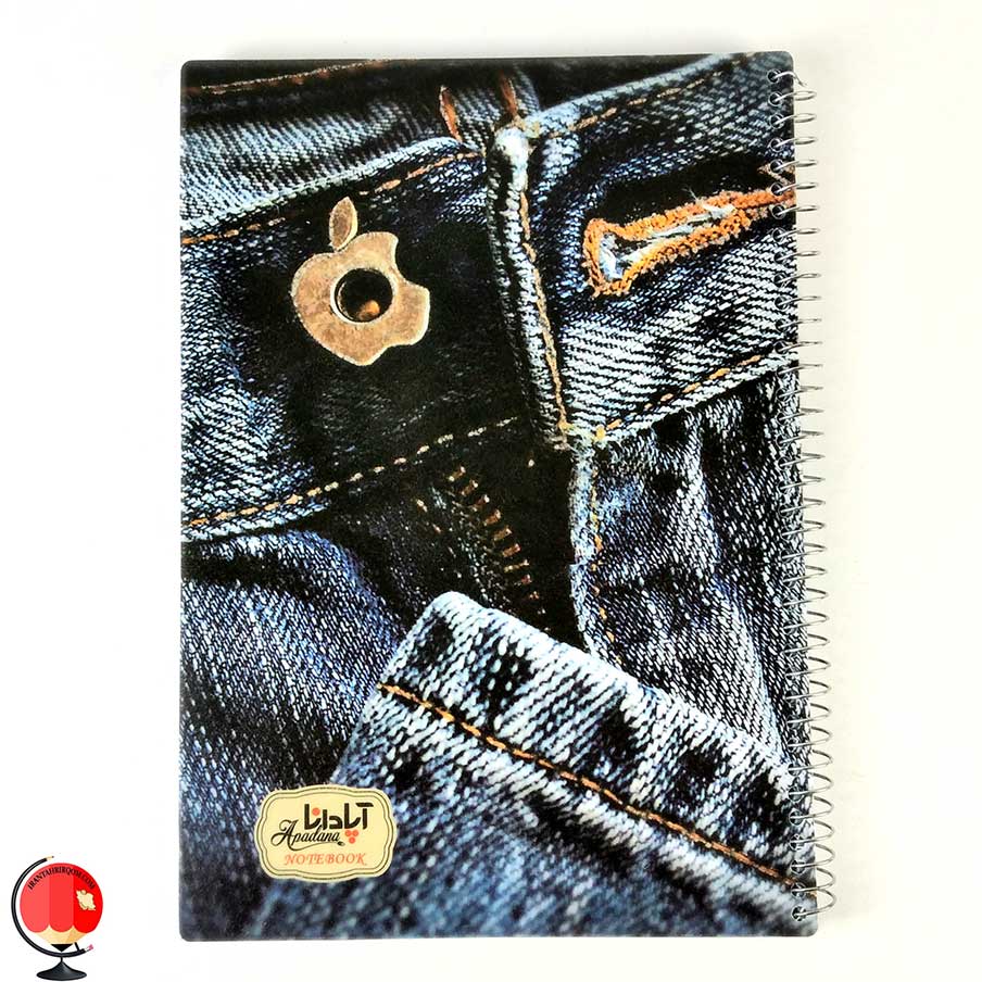 دفتر مشق 80 برگ سیمی طرح جین جلد طلقی آپادانا