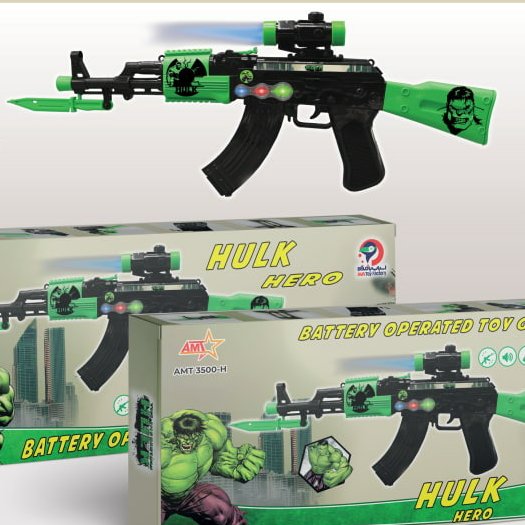 تفنگ کلاشینکف اسباب بازی باتری خور طرح هالک کد 58